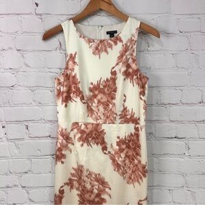 Ann Taylor floral summer dress sleeveless cream neutral fitted Office vacation